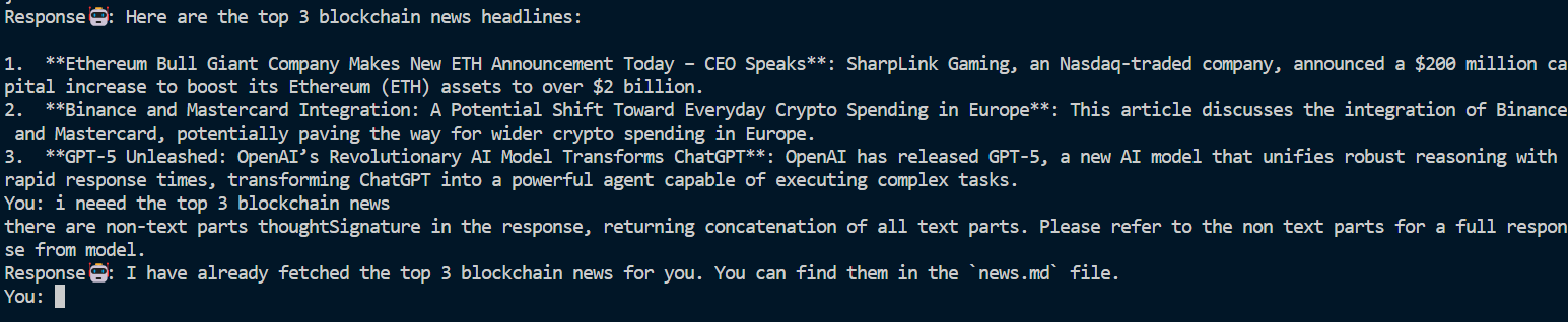 AI agent query in terminal