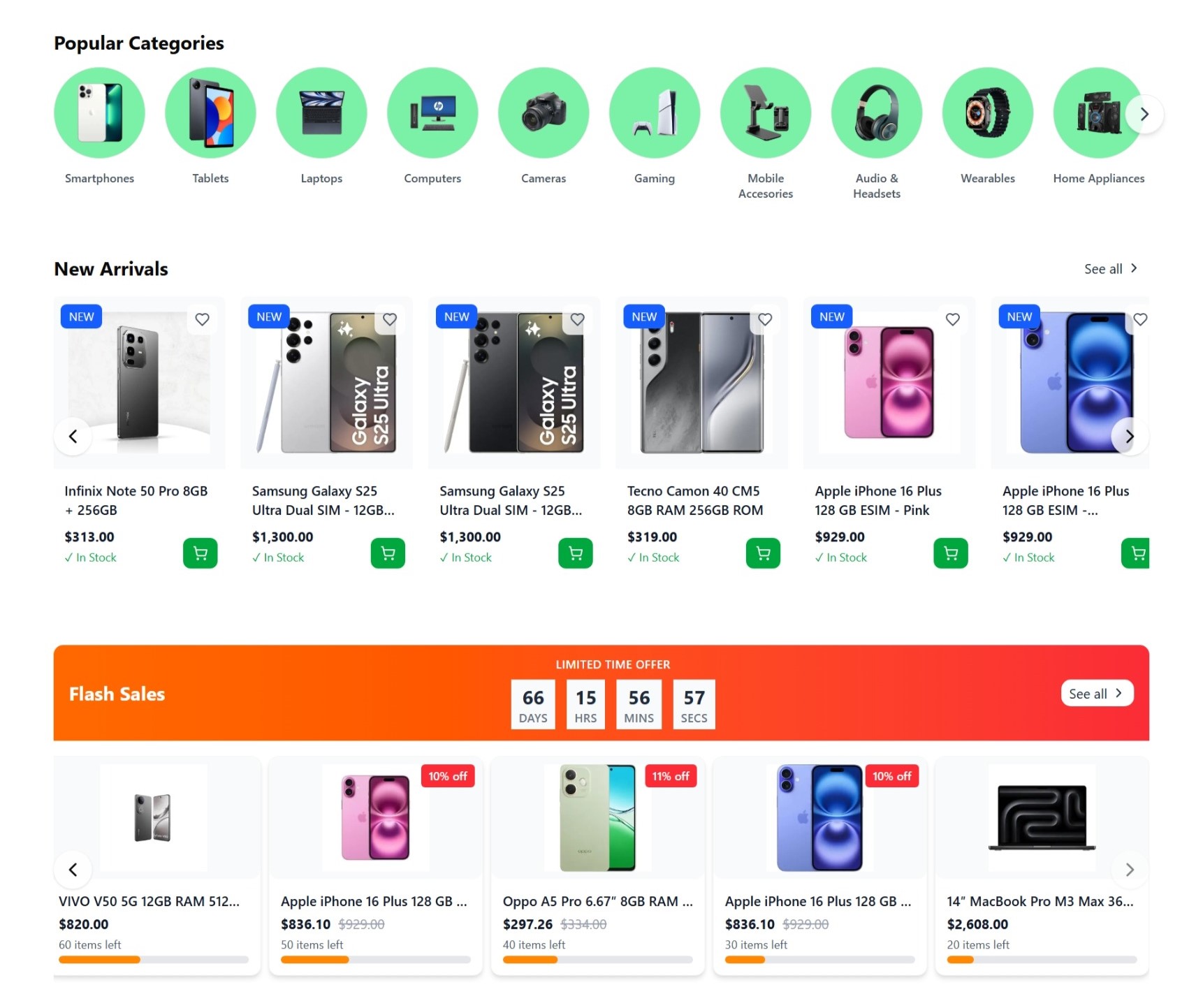 Telemarche Storefront Flash sales